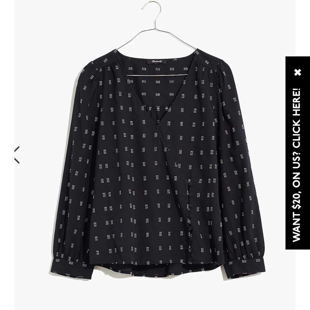 Kinston Side-Button Wrap Top in Textured Dobby